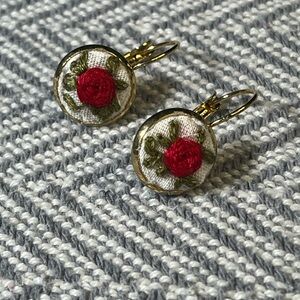 10. Floral Embroidered Earrings